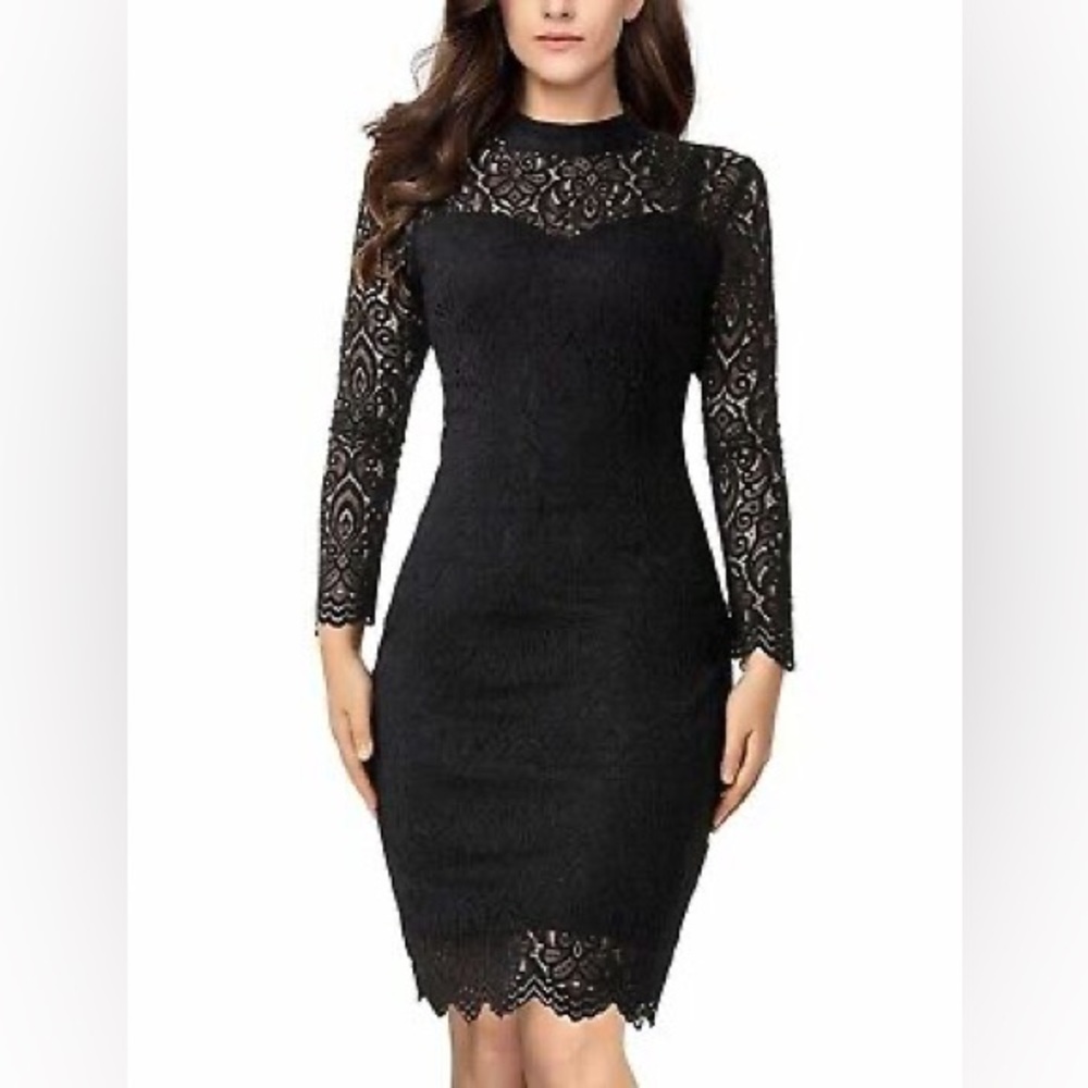 Noctflos Lace Bodycon Dress Black L